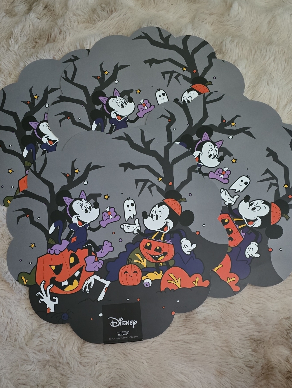 Disney Mickey & Minnie Halloween Placemats Set of 4 - 15" x 15"